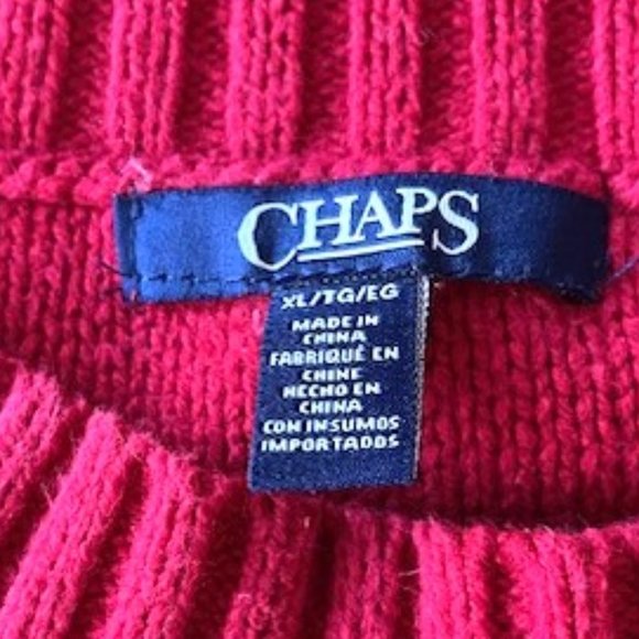 Chaps Red Crew Neck Cotton Sweater - Picture 5 of 5